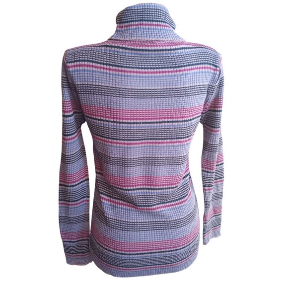 Medium True Vintage Striped Turtleneck Ribbed Knit Sweater Top Womens 70's Boho - Picture 5 of 6